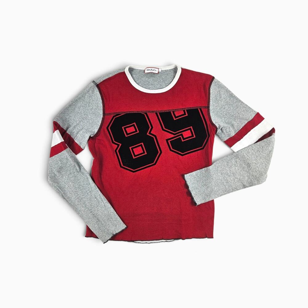 MAX&Co. Retro Varsity 89 Graphic Long Sleeve Top - Medium
